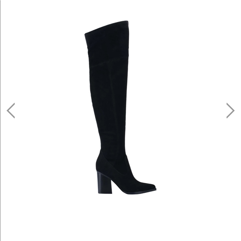 Marc Fisher black suede OTK heeled boot